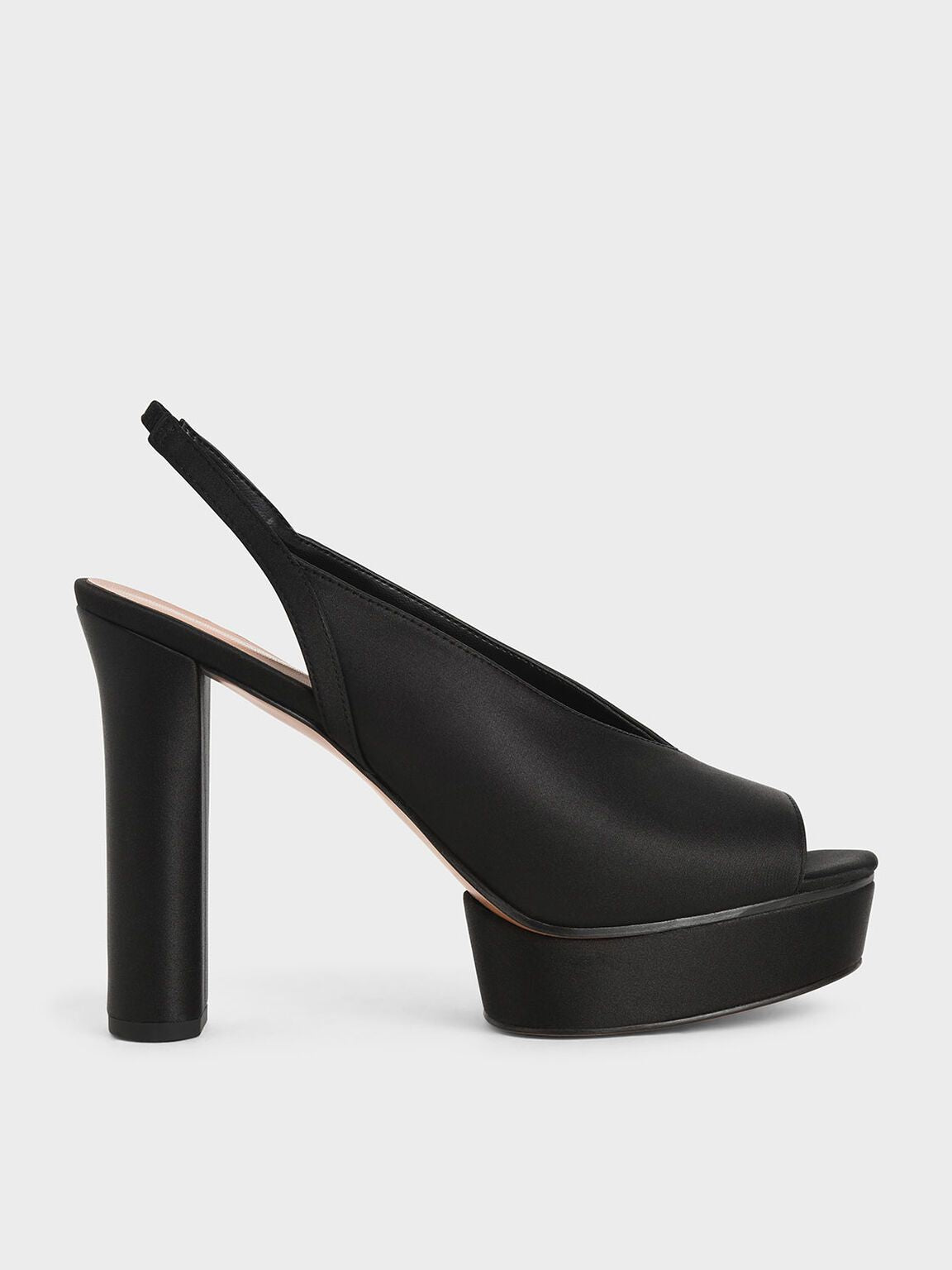 Satin V-Cut Slingback Platforms