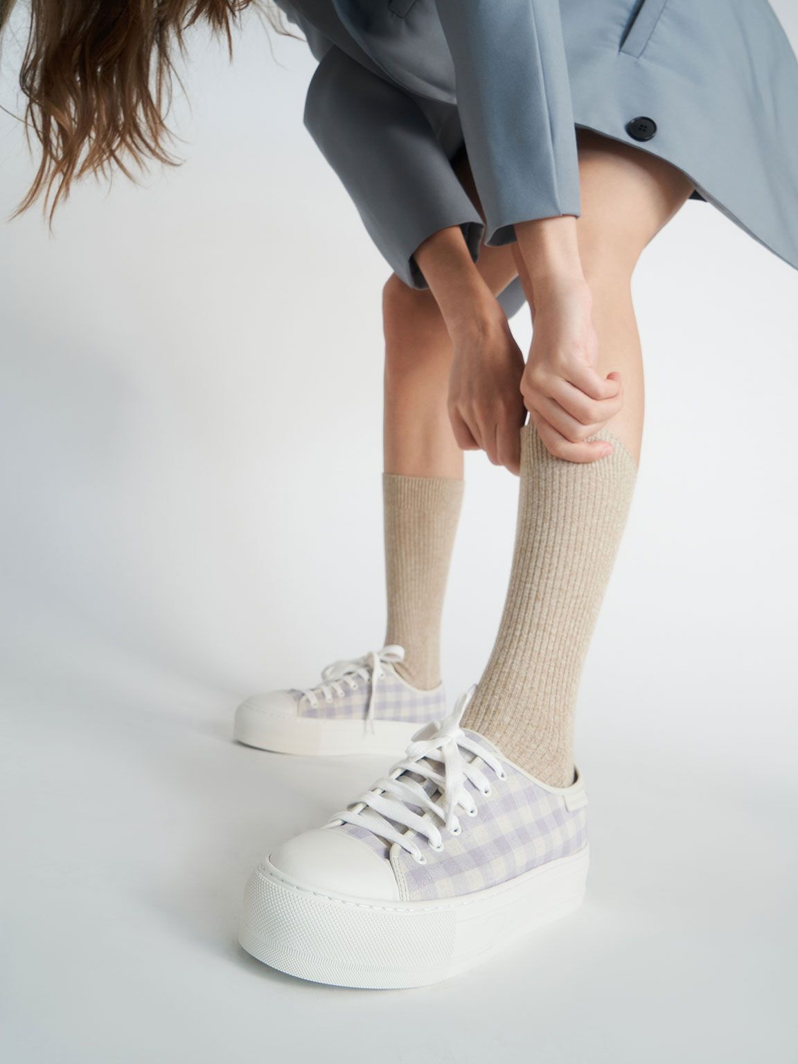 Woven Gingham Sneakers
